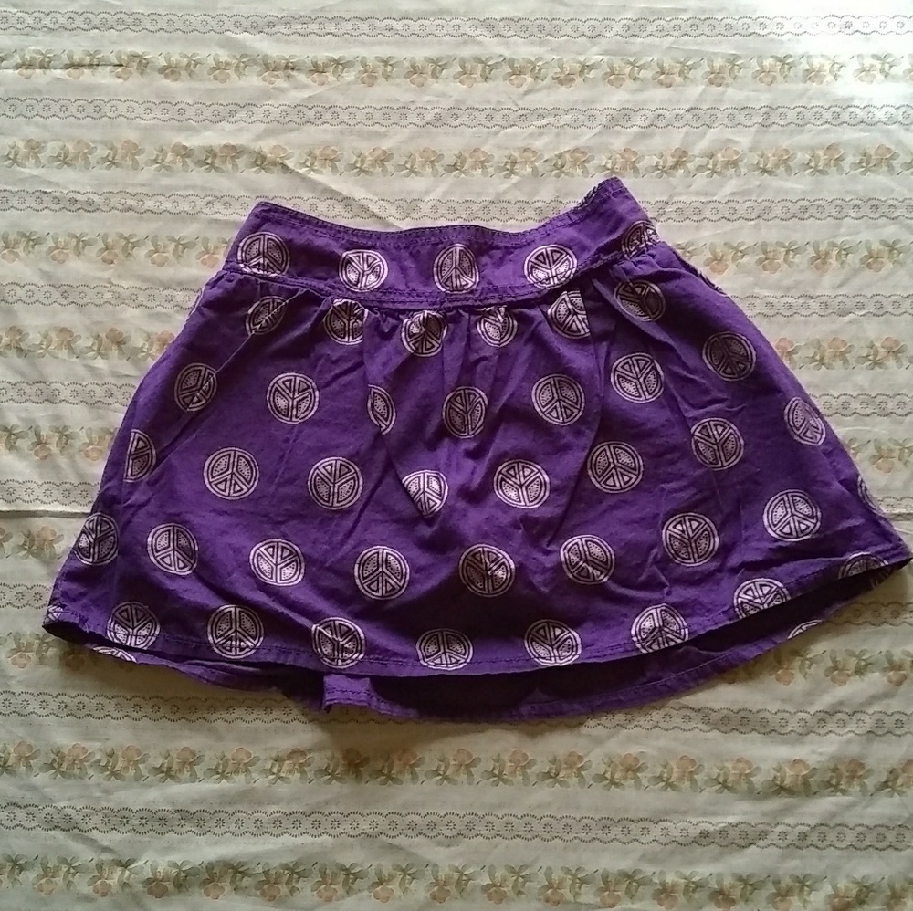 Girls Purple Peace Sign Print Skirt